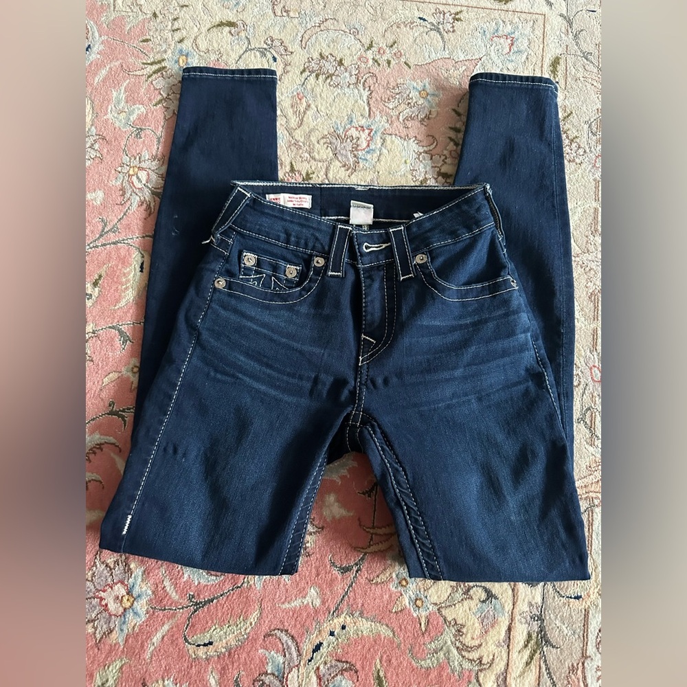 True Religion Brand Jeans Dark Indigo Skinny Denim Pants 24 Low Rise